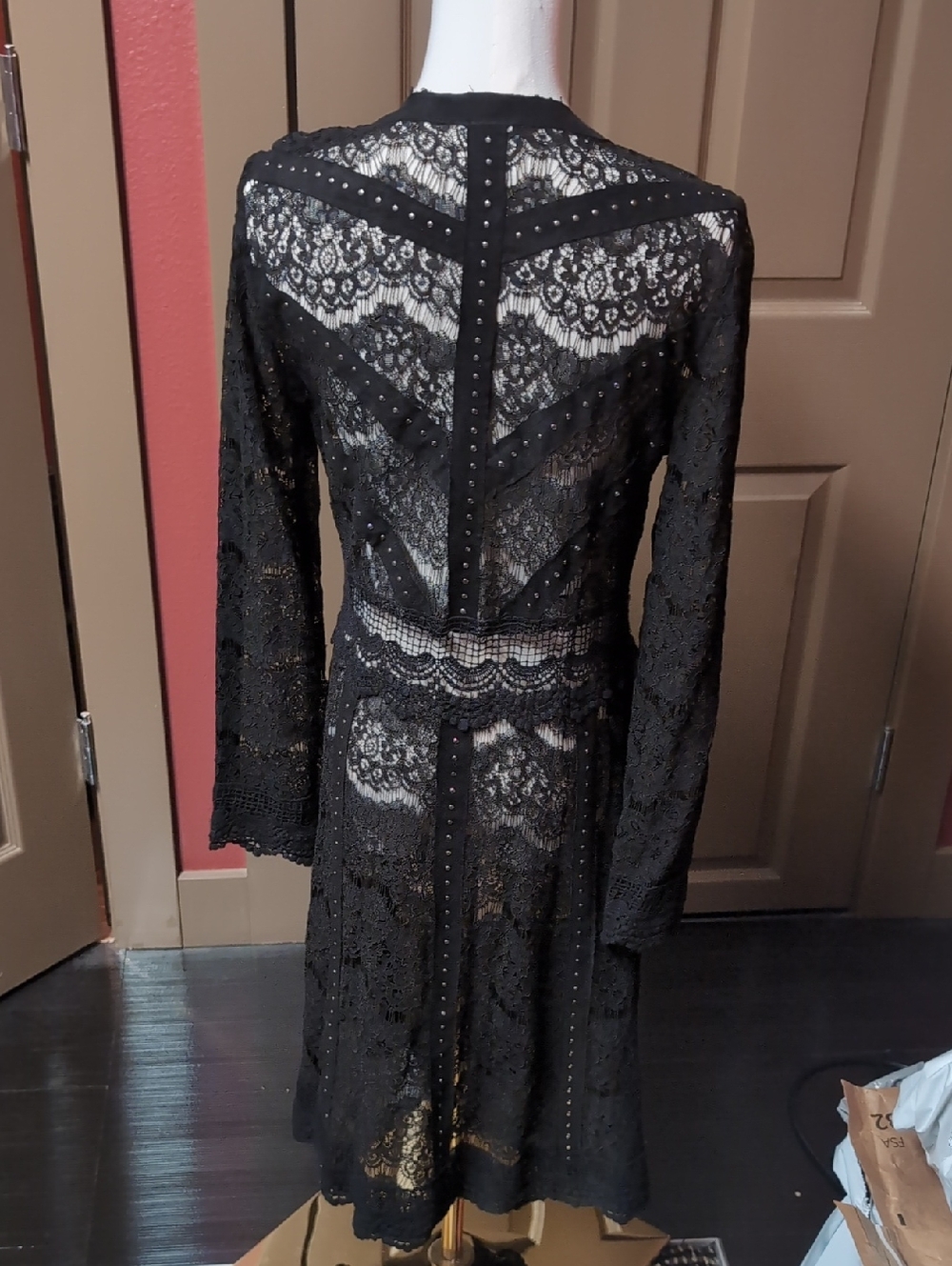 Black Lace Duster With Studs By Vocal